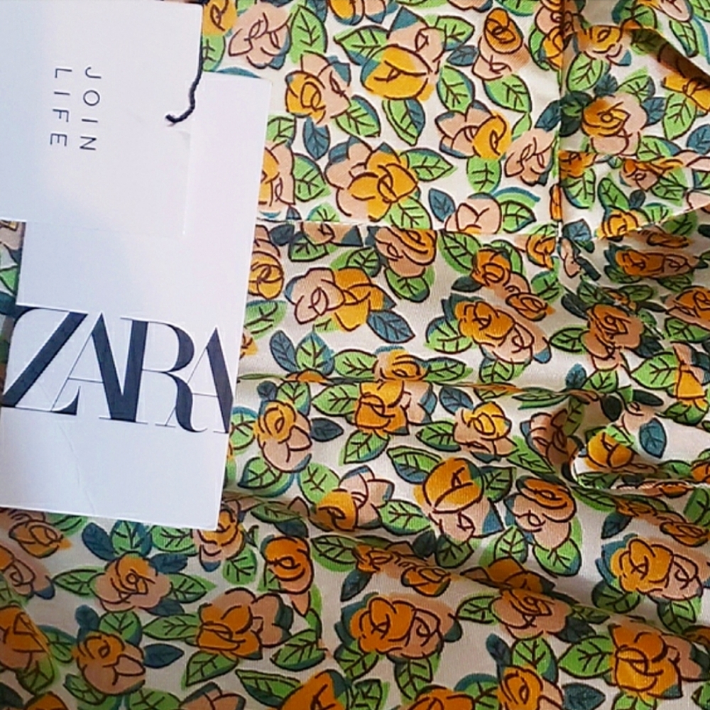 ZARA floral wide leg pants With tie NWT - Picture 13 of 16